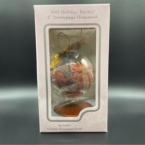 1997 Barbie decoupage ornament & stand